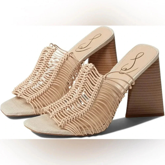 Sam Edelman Laurette Strappy Nude Mule Block Heel Women Size 9 - Picture 2 of 8